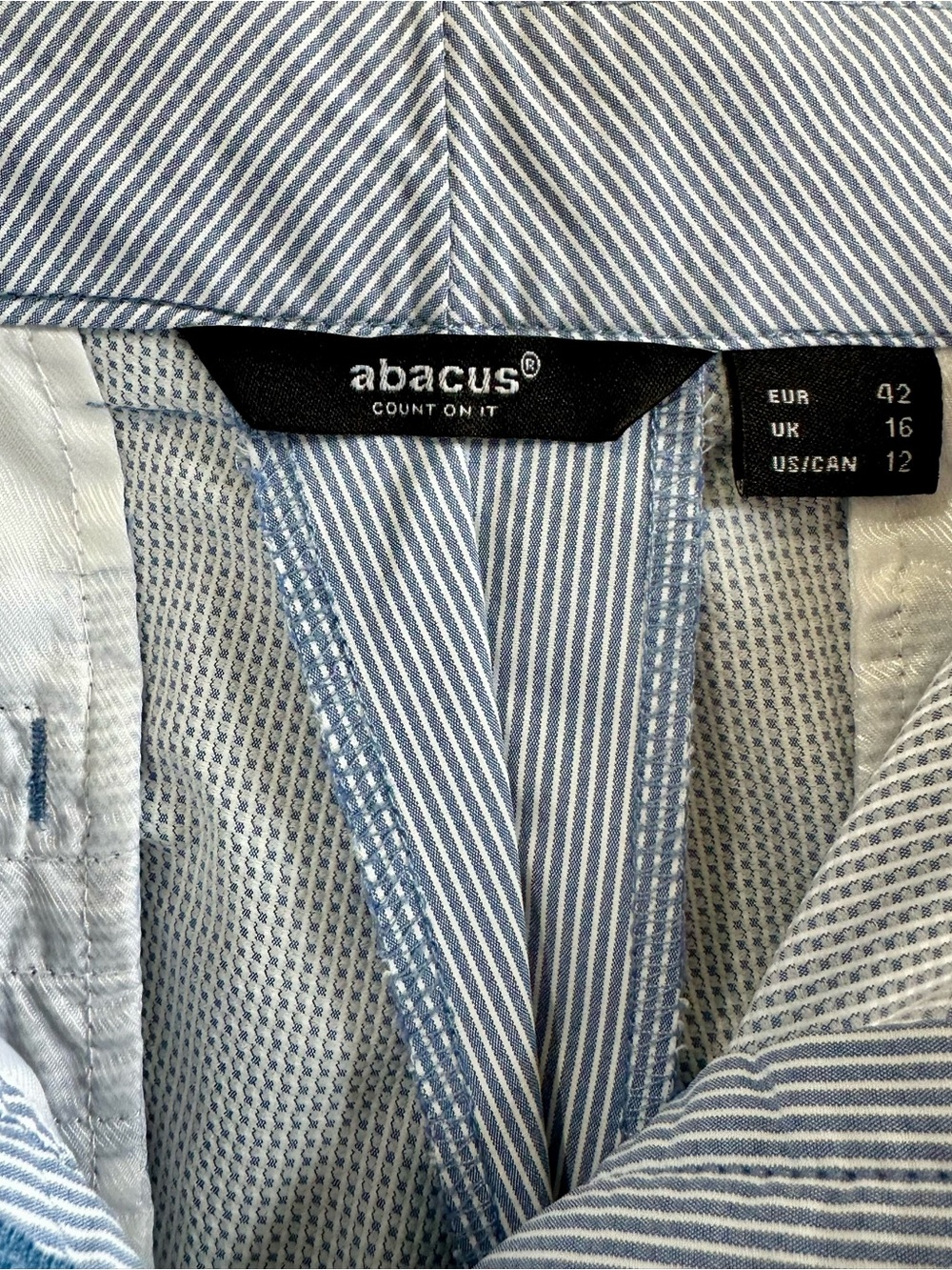 Abacus Women’s Performance Shorts Size 12 blue white pinstripe tech golf - Picture 11 of 13